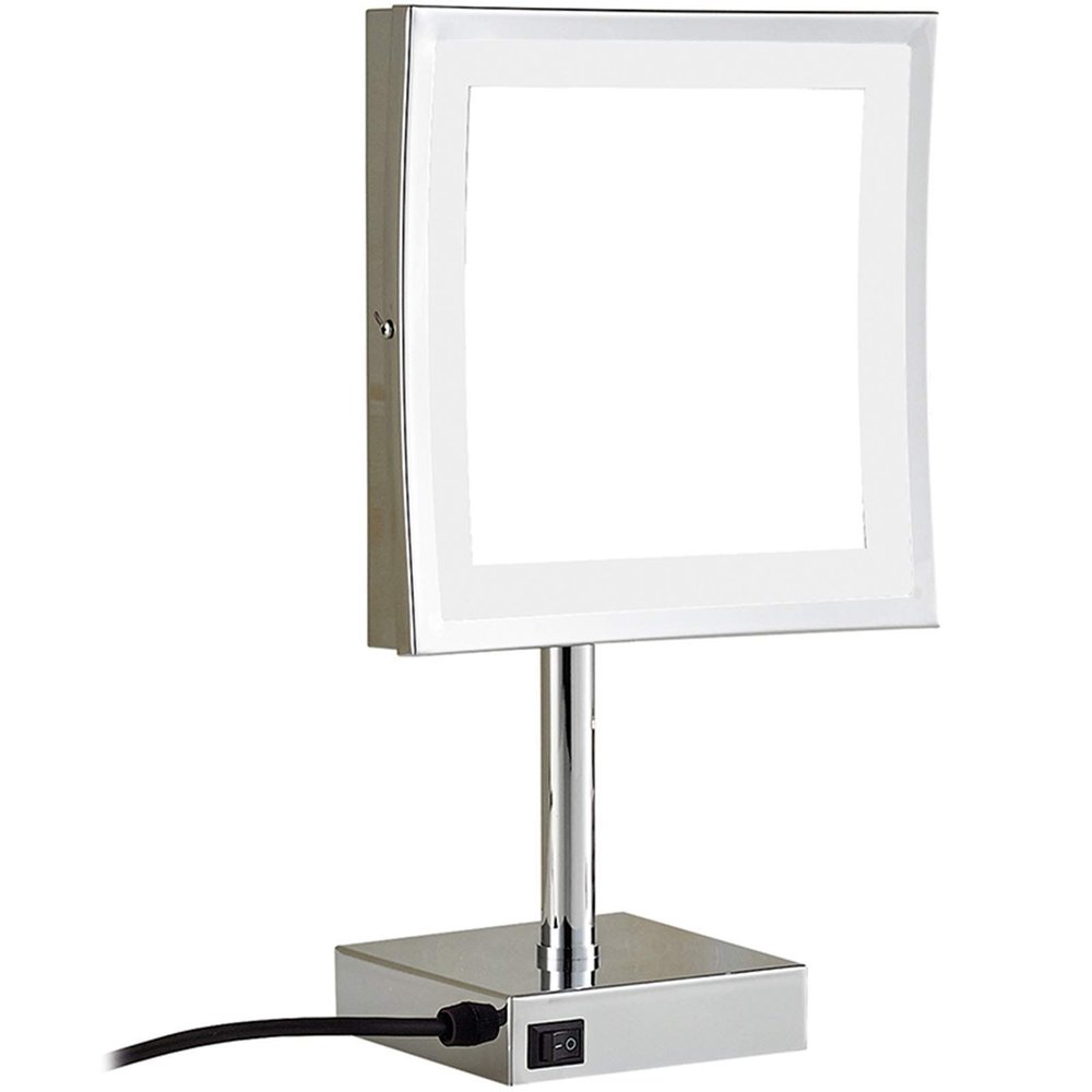 PLKXSEYUJ Led Makeup Mirror with Lights 8 Inch Brass 3X Magnification Countertop Vanity Mirrors Illuminated Cosmetic Mirror with Switch and Plug (Color : Chrome)