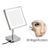 PLKXSEYUJ Led Makeup Mirror with Lights 8 Inch Brass 3X Magnification Countertop Vanity Mirrors Illuminated Cosmetic Mirror with Switch and Plug (Color : Chrome) view 2