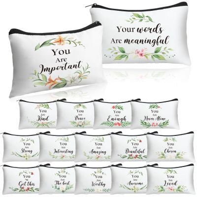 16 Pcs Christian Cosmetic Bags Bulk Christian Inspirational Gift for Women Religious Makeup Bags with Zipper Inspirational Bible Verse Pencil Pouch for Church Travel Motivational Religious Favors