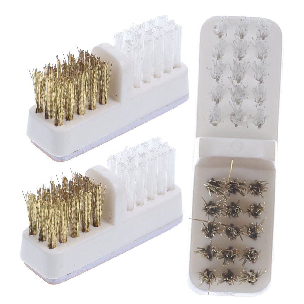 Healeved 3pcs Nail Drill Bit Cleaning Brush Copper Wire Brush for Nail Art Tools for Home and Salon Use Efficient Dust Removal and Polishing Accessory