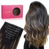 WENNALIFE Seamless Clip In Hair Extensions Human Hair, 24 Inch 160g 7pcs Natural Black Mixed Chestnut Brown Hair Extensions Clip in Human Hair Invisible PU Skin Weft Natural Remy Human Hair Extensions view 1