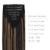 WENNALIFE Seamless Clip In Hair Extensions Human Hair, 24 Inch 160g 7pcs Natural Black Mixed Chestnut Brown Hair Extensions Clip in Human Hair Invisible PU Skin Weft Natural Remy Human Hair Extensions view 2