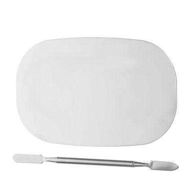 Healeved Stainless Steel Mixing Palette with Spatula for Makeup Nail Art and Foundation Blending Lightweight and Portable Cosmetic Tools for Professional Artists
