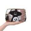 Ganghao Black and Halloween Ghost Printed Small Makeup Bag,Travel Cosmetic Bag Purse with Zipper,Water-resistant Makeup Organizer Bag for Women view 3