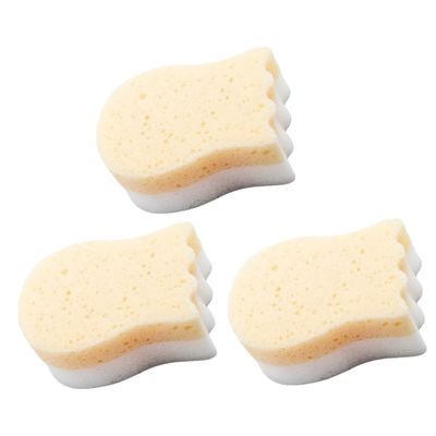 FOMIYES 3pcs Sponge Shower Puff Bath Sponge for Cartoon Sponges Exfoliating Body Brush Scrubber Sponge Cotton Fiber Sponge Body Wash Newborn, 12x9x5.5cm, Light Yellow