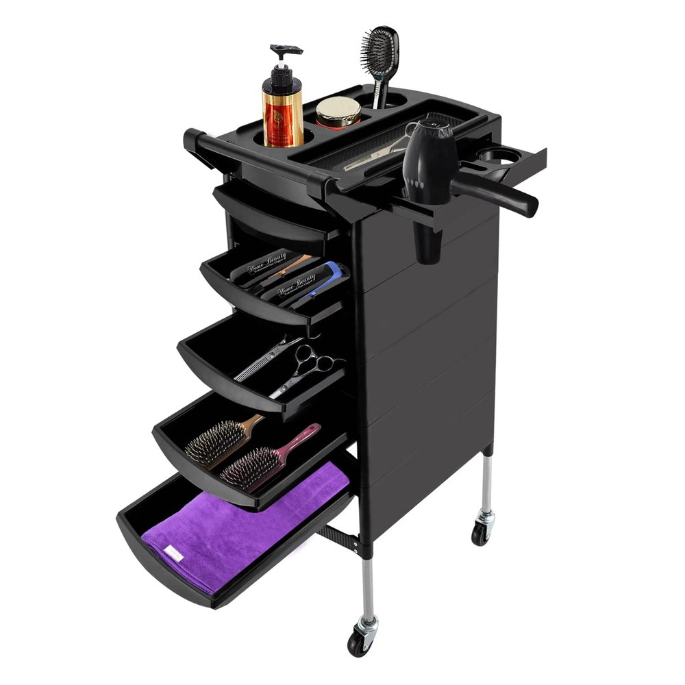 Salon Trolley Cart with 5 Drawers on Wheels, Hair Styling Cart Rolling Storage Organizer for Barber Shop Beauty Spa Hairdresser, Beauty, Tattoo
