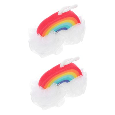 Healeved 2pcs Rainbow Shower Balls Soft Bath Mesh Balls Exfoliating Shower Body Scrubbers for Family Bathing