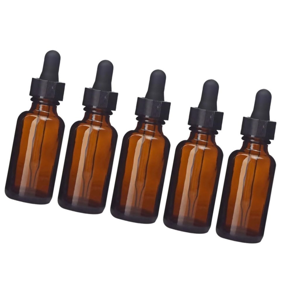 Outanaya 5 Pack 30ml Amber Glass Dropper Bottles for Perfume