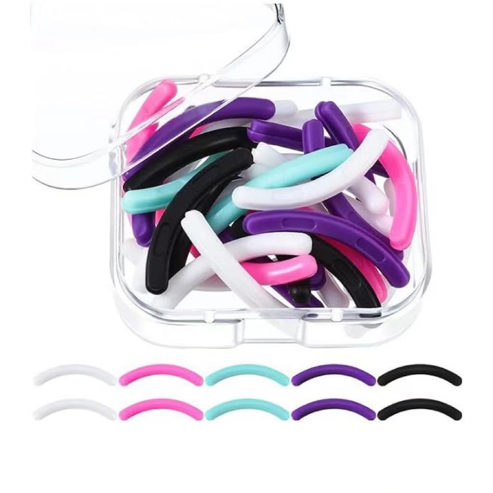 30Pcs A Box of Eyelash Curler Refill Pads Mixed Color Eyelash Curler Pads Silicone Rubber with Box Pads Eyelash for Universal Eye lash Curler Eye