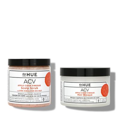 dpHUE Apple Cider Vinegar Scalp Scrub with Pink Himalayan Sea Salt (9 oz) + Apple Cider Vinegar Hair Masque (9 oz) - Helps Soothe Dry Scalps & Activate Healthy Hair Growth