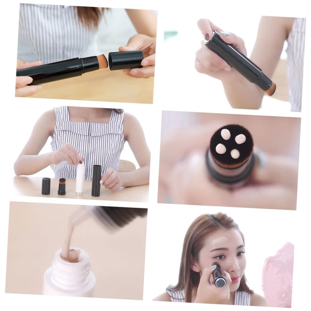 Outanaya Makeup Foundation Brush Portable Liquid Blending Brush for Cosmetics Foundation Makeup Tools Lid