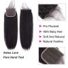 Hair Extensions Kinky Straight Bundles with Closure Human Hair 3 4 Bundles with Closure Brazilian Remy Yaki Hair Extension Natural Black Pre Plucked with Baby Hair Hair Extensions (Size : 13" x 4", view 2