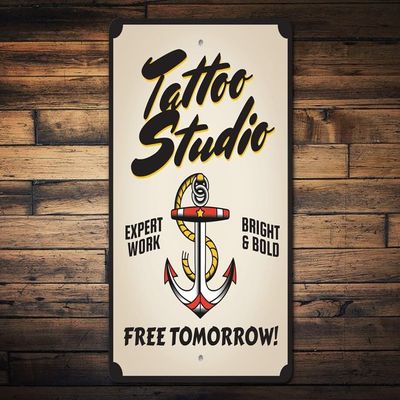 Tattoo Studio Sign, Tat Studio, Tat Lover, Tattoo Shop Sign, Tattoo Gift, Tattoo Artist, Tattoo Decor, Sign For Tattoo - Tattoo Store Sign - Size: 8 x 12 Inches