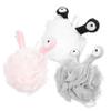 Healeved 3pcs Cute Bath Balls Exfoliating Bath Flowers for Boys and Girls Adults Gentle Body Scrubber Ultra- Sponge White Gray Pink for Daily Skin Care view 1