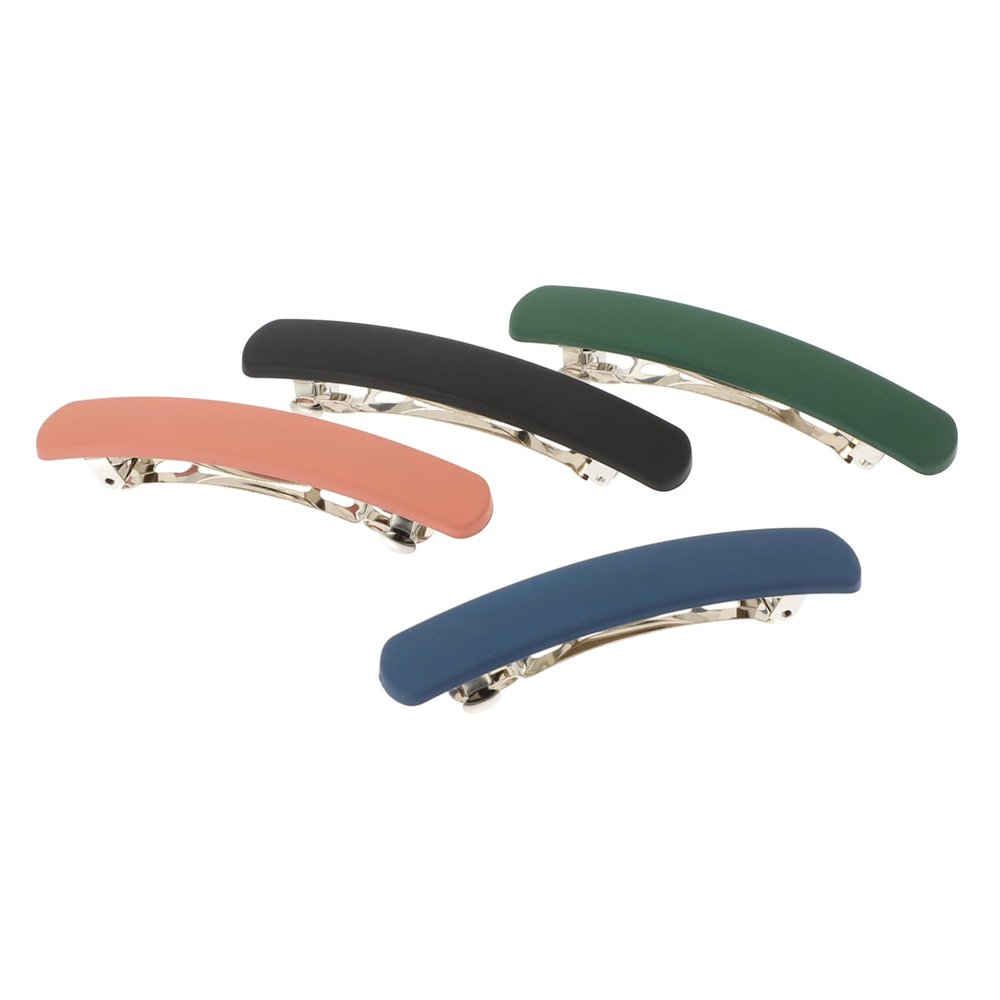 Beatifufu 4pcs Matte French Hair Clips Large Non-slip Barrettes for Women Girls Ponytails Elegant Hair Accessories Pink Black