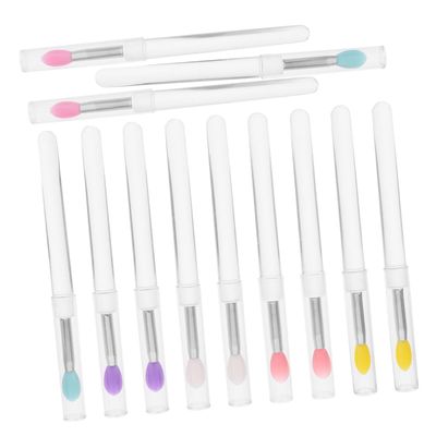 FRCOLOR 12pcs Portable Silicone Lip Brushes Heads for Lipstick Lip Gloss and Makeup Application Multi-purpose Applicator Wands for Everyday Use and Easy Cleaning