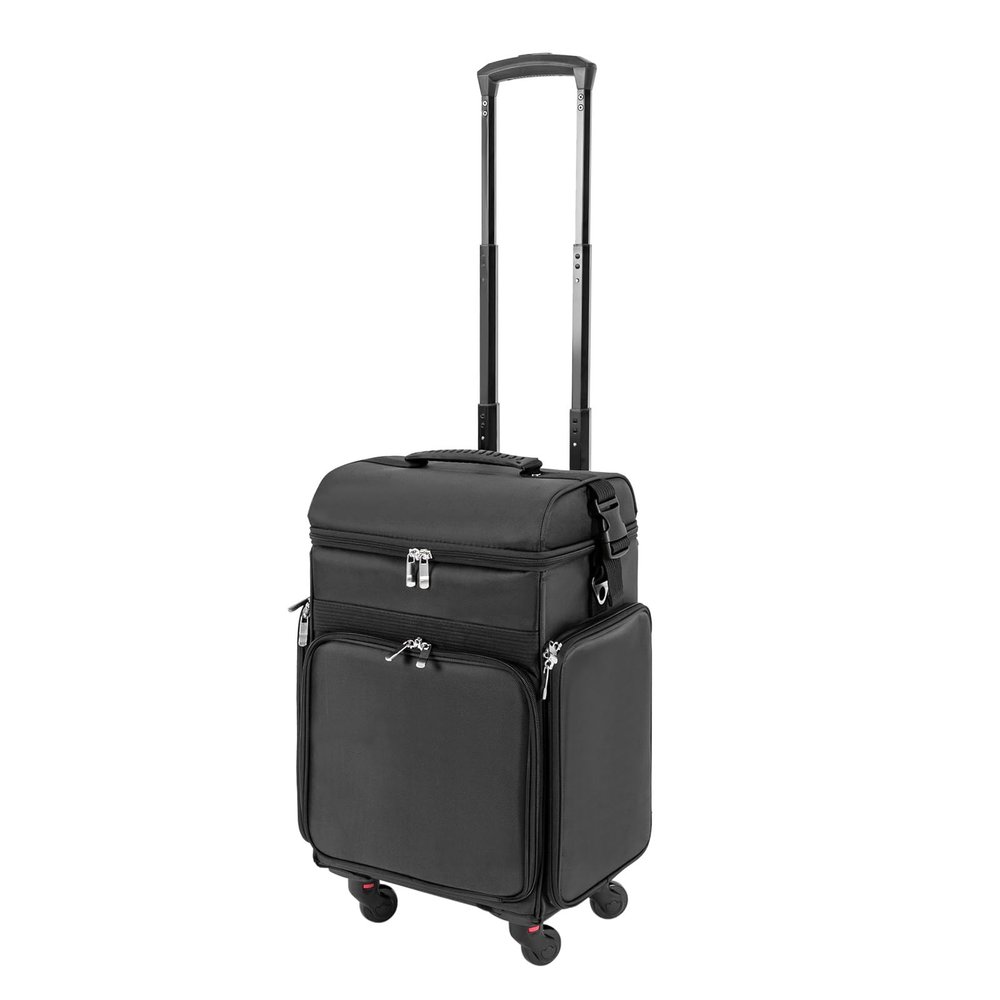 Goudergo Makeup Case, Rolling Lockable Makeup Case w/Casters, Large Storage Cosmetic Trolley, Hairdressing Trolley Stylist Beauty Salon Cosmetic Luggage Travel Organizer Tool Box for Barber Stores