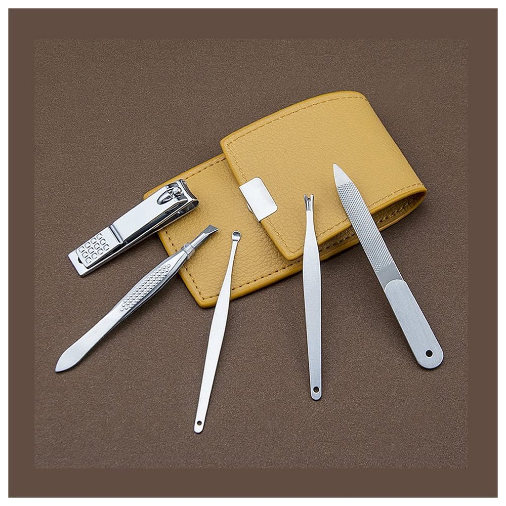 LOVULIFE Nail Clippers Set Durable Portable Nail Clippers Beauty Manicure Built-in Nail File Personal Care Set Mini 6 Piece Set Yellow