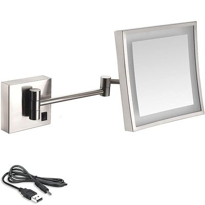 8 Inch Bathroom Mirror Wall Mounted USB Rechargeable Makeup Mirror 3X Magnification Shaving Mirror 180&Deg; Swivel Vanity Mirror Led Lighted Wall Mounted Mirrors Square Cosmetic Mirror ( Color ( Color