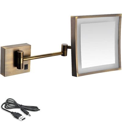 8 Inch Bathroom Mirror Wall Mounted USB Rechargeable Makeup Mirror 3X Magnification Shaving Mirror 180&Deg; Swivel Vanity Mirror Led Lighted Wall Mounted Mirrors Square Cosmetic Mirror ( Color ( Color