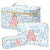 3 PCS Travel Makeup Bag Set, AZ Initials Cotton Quilted Cosmetic Bag for Women & Preppy, Personalized Toiletry Bag Travel Accessories Makeup Brushes Organizer, Valentines Day & Birthday Gift for Her view 1