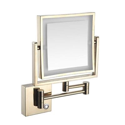 SLMASEHZX Makeup Mirror 3X Magnification 360 Degree Swivel Two-Sided Extendable 8 Inch Rectangle Extendable Arm for Bathroom (Color : Gold, Size : Plug)