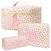 3 PCS Travel Makeup Bag Set, AZ Initials Cotton Quilted Cosmetic Bag for Women & Preppy, Personalized Toiletry Bag Travel Accessories Makeup Brushes Organizer, Valentines Day & Birthday Gift for Her view 1