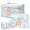 3 PCS Travel Makeup Bag Set, AZ Initials Cotton Quilted Cosmetic Bag for Women & Preppy, Personalized Toiletry Bag Travel Accessories Makeup Brushes Organizer, Valentines Day & Birthday Gift for Her view 1