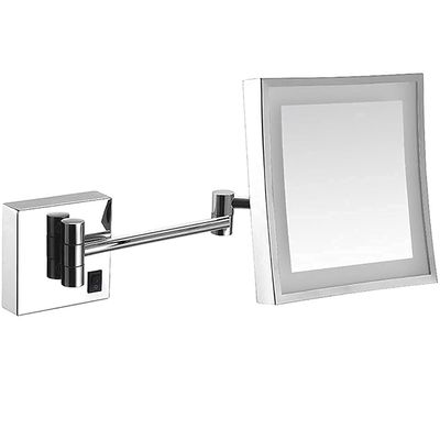 IJPDXOLBQ Vanity Mirror,Wall Mounted Mirrors Makeup Shaving Mirror Led Lighted Bathroom Mirror for Hotel Vanity with Adjustable Extendable Square 8 inch 3X Magnification Cosmetic Mirror (Color