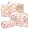 3 PCS Travel Makeup Bag Set, AZ Initials Cotton Quilted Cosmetic Bag for Women & Preppy, Personalized Toiletry Bag Travel Accessories Makeup Brushes Organizer, Valentines Day & Birthday Gift for Her view 1