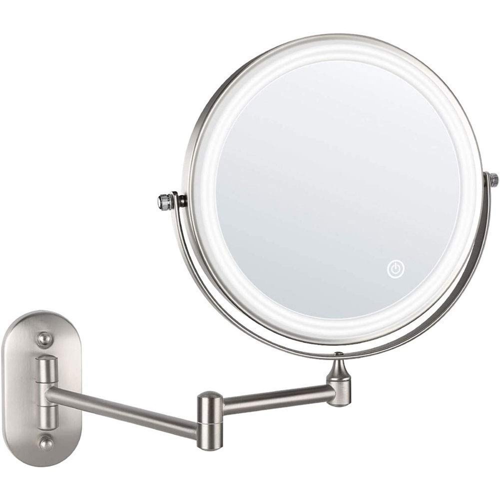 8'' Bathroom Mirrors Wall Mounted Makeup Mirror Upgrade Auto Off Led Shaving Mirror 1X/10X Magnifying Double Sided 360&Deg; Swivel Extendable Powered By 4 X Aaa Batteries Black Makeup And ( Col ( Colo