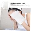 Healeved 3pcs Facial Cleaning Gloves Reusable Makeup Remover Mitts for Effortless Makeup Removal and Daily Cleansing Microfiber Shower Gloves White view 3