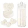 120pcs Facial Sponges, Compressed Facial Sponges with Container Heart Shape Face Sponges Sponge Pads for Face Cleaning Removing Makeup Exfoliating (White) view 1