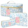 3 PCS Travel Makeup Bag Set, AZ Initials Cotton Quilted Cosmetic Bag for Women & Preppy, Personalized Toiletry Bag Travel Accessories Makeup Brushes Organizer, Valentines Day & Birthday Gift for Her view 1