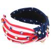 Budsmile American Flag Headbands for Women Girls Independence Day 4th of July Red White Blue Patriotic Headband USA Knotted Wide Rhinestone Hair Accessories Hair Hoops view 1