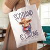 WCGXKO Highland Cow Scottish Tote Bag - Scotland Travel Gift (Scotland Calling) view 3