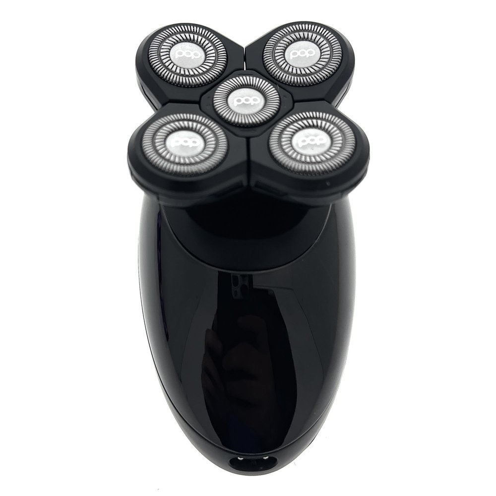 Pop Sonic 5-Head Electric Shaver Kit - Unisex (Black) Shaver for Face, Head & Body - Smooth, Waterproof USB Rechargeable Trimmer with 360-Degree Precision Cut Heads for Men & Women