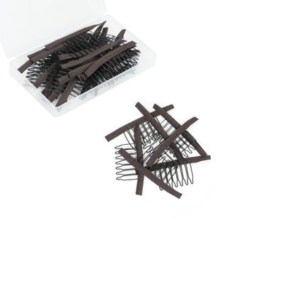 100 Pieces Wig Combs Wig Clips Wig Combs to Secure Wig 7-teeth Wig Accessories Tools For Making Wig Caps Wig Comb (Brown,100 Pcs)