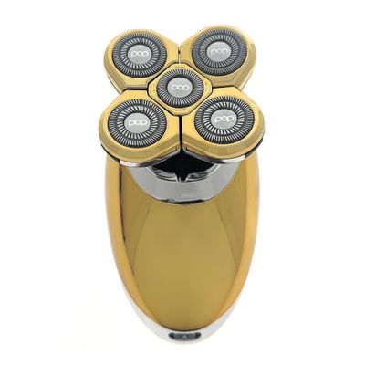 Pop Sonic 5-Head Electric Shaver Kit - Unisex (Gold) Shaver for Face, Head & Body - Smooth, Waterproof USB Rechargeable Trimmer with 360-Degree Precision Cut Heads for Men & Women
