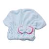 Outanaya Bowknot Coral Fleece Hair Drying Cap Elastic Quick- Hat for Curly Hair Soft and Absorbent Lightweight for Home Gym and Travel Light Blue view 1