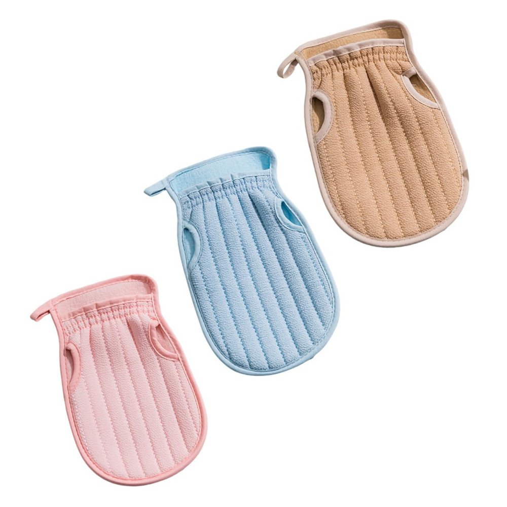 Outanaya 3-piece Bath Towel Set Face Scrubber Exfoliator Double-sided Shower Mitt Bath Mitts Adult Exfoliating Cleaning