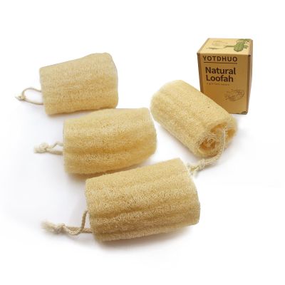 4.7" Natural Loofah Exfoliating Body Scrubber(4Pack),Real Luffa Sponge for Women and Men in Shower