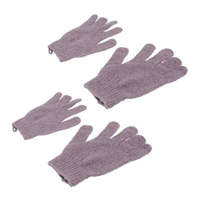 Healeved 2pair Exfoliating Bath Gloves Purple Five-finger Scrub Mitts for Body Care for Men and Women Easy to Clean and Use Soap Shower Gels