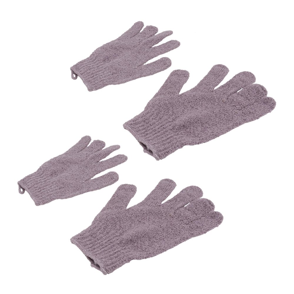 Healeved 2pair Exfoliating Bath Gloves Purple Five-finger Scrub Mitts for Body Care for Men and Women Easy to Clean and Use Soap Shower Gels