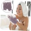 Healeved 2pair Exfoliating Bath Gloves Purple Five-finger Scrub Mitts for Body Care for Men and Women Easy to Clean and Use Soap Shower Gels view 4