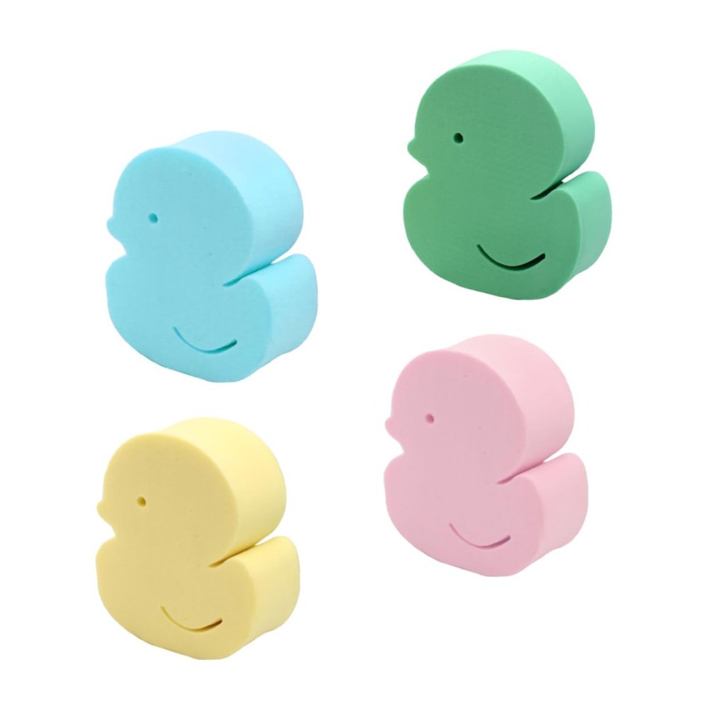 Healeved 4pcs Cute Cartoon Duck Bath Sponges for Boy Girl and Boy Girl Brush Lightweight and Portable Exfoliating Bathing Tool for for Home and Travel