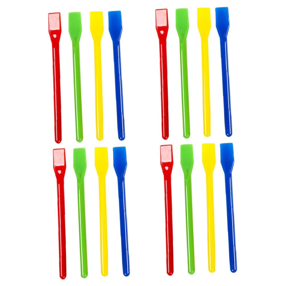 STOBOK 16pcs Paint Stir Stick Spatula Cosmetic Stir Stick Spatula Body Lotion Stiring Rod Lotion Applicator Waxing Sticks Spatula Plastic Color Palette Mix re-usable