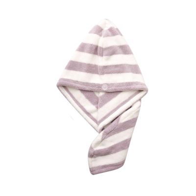 SPXTOM Stripe Hair Towel Wrap, Super Fast Dry & Absorbent Dry Hair Hat with Buttons Bath, Coral Velvet, Microfiber Hair Caps, for Long, Short, Curly Hair (Color : E)