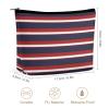 Makeup Bag for Women, Adorable Roomy Zipper Pouch Portable Organizer Cosmetic Bag Travel Storage Accessories (Red White Navy Blue Stripes Nautical Stripe) view 2