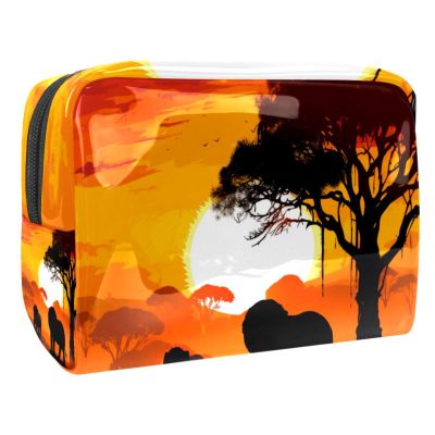 VTGHDEEQ Travel Toiletry Bag,Small Makeup Bag,African Lion and Elephant,Make up Bags for Women